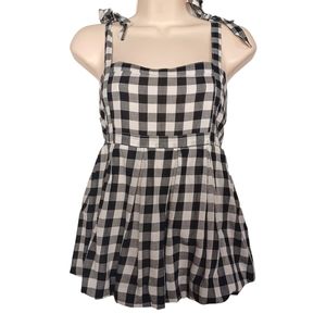 OLD NAVY Gingham Gray White Plaid Print Sleeveless Top Small NWT